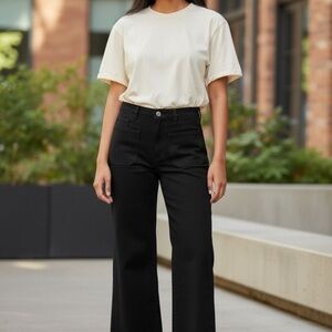 KICZOY Black Frayed Hem Pants - NWT Size Medium